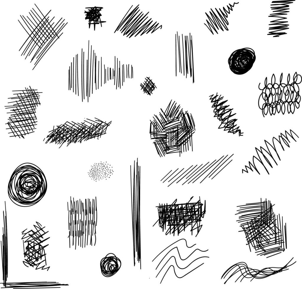 Collection of handdrawn vector textures. Brush strokes and skretches for grunge look. Brush templates for vector art. Creative hand painted textures - can be used for art overlay, background