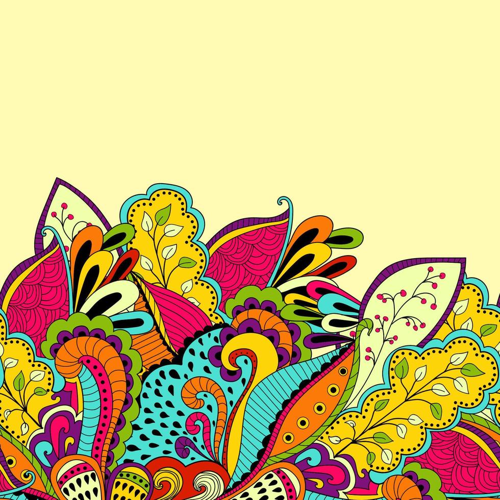 Seamless doodle pattern background with abstract cartoon leaves vector