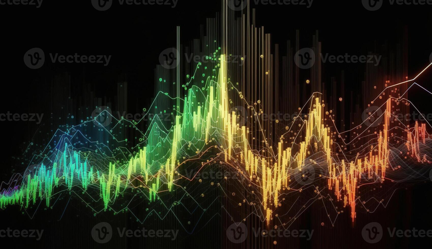 , stock market chart lines, financial graph on technology abstract background represent financial crisis, financial meltdown. Technology concept, trading market concept. photo