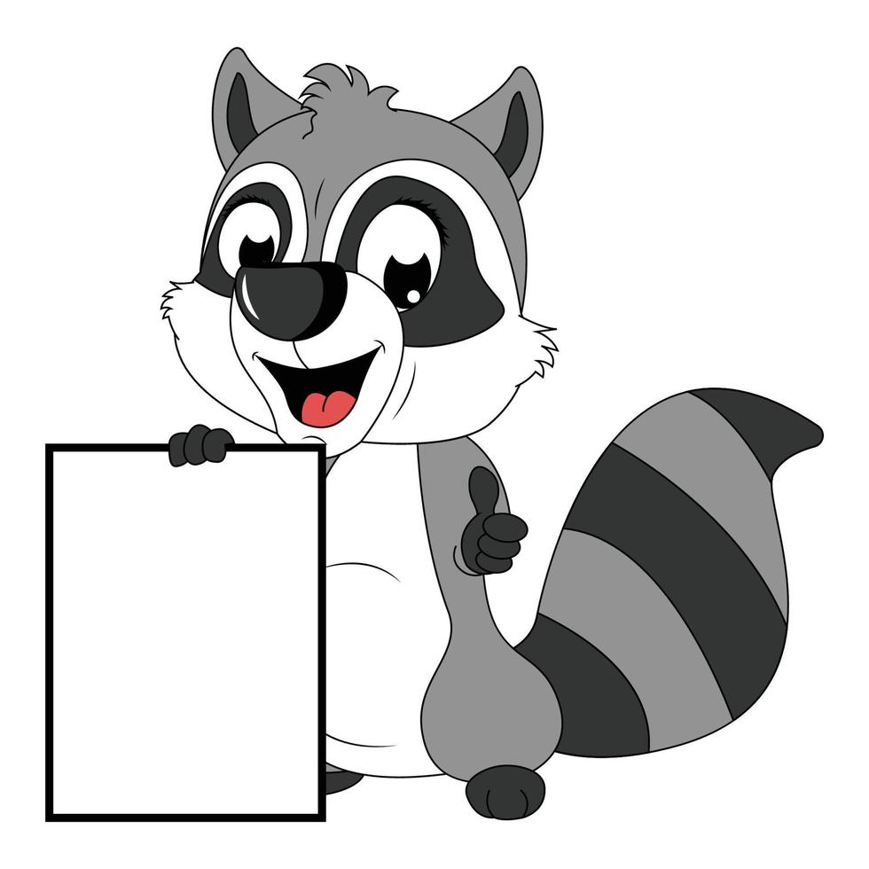 cute racoon animal cartoon illustration graphic vector