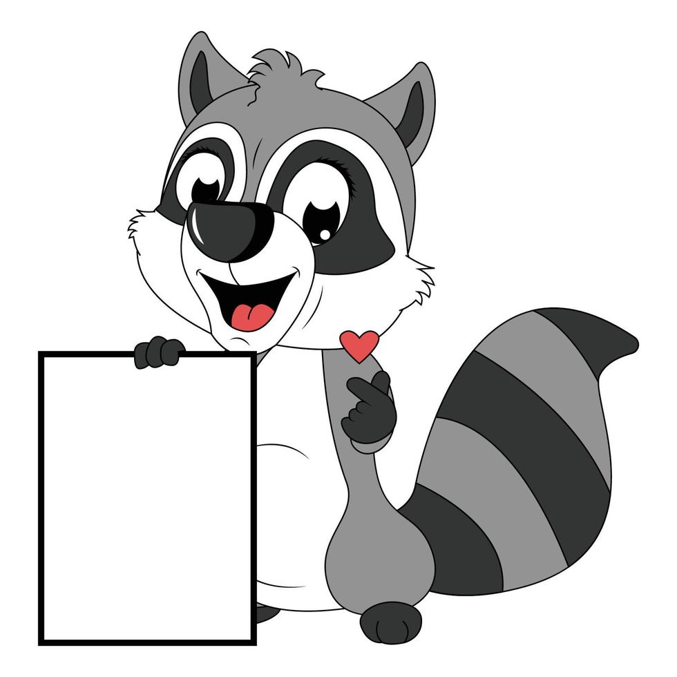 cute racoon animal cartoon illustration graphic vector