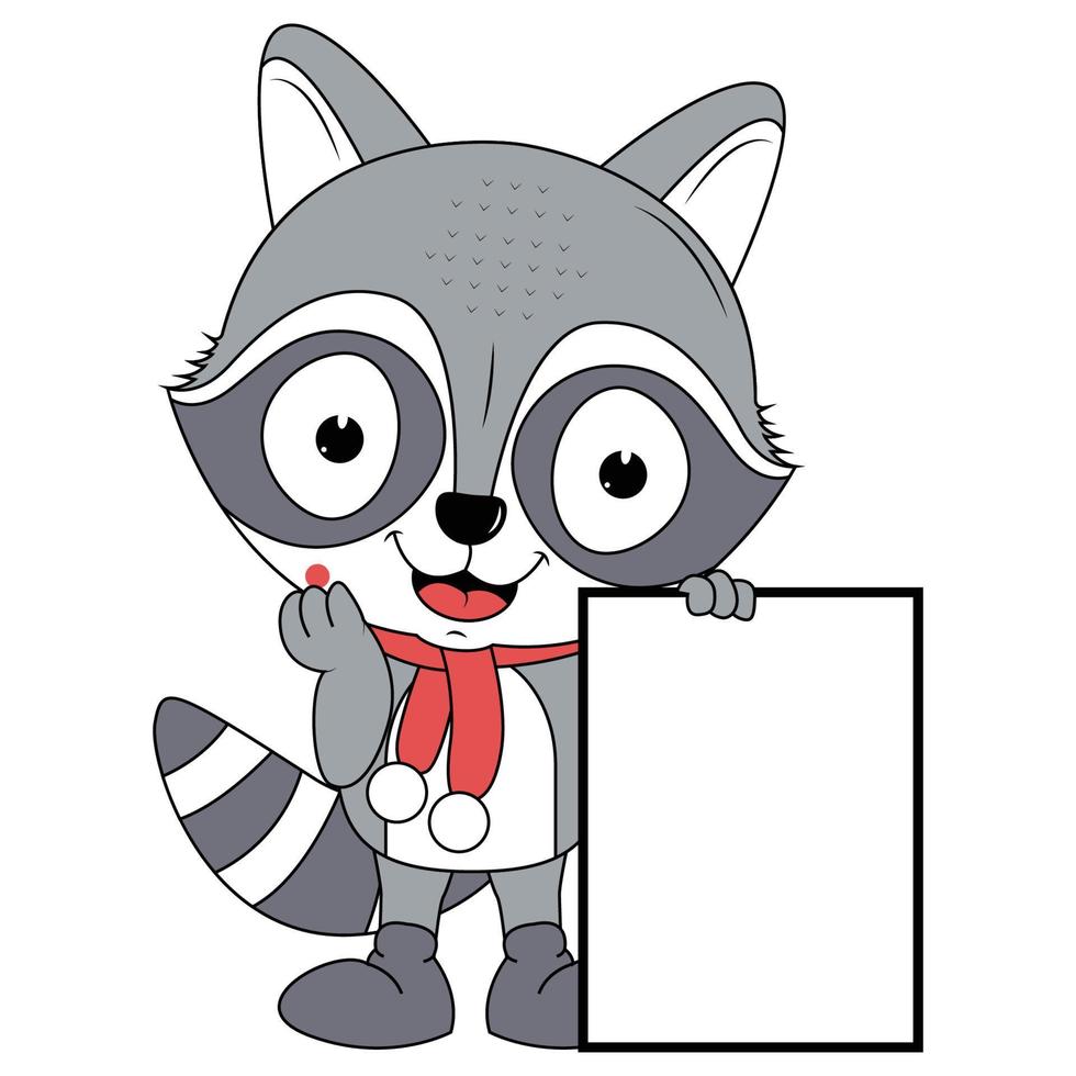 cute racoon animal cartoon illustration graphic vector