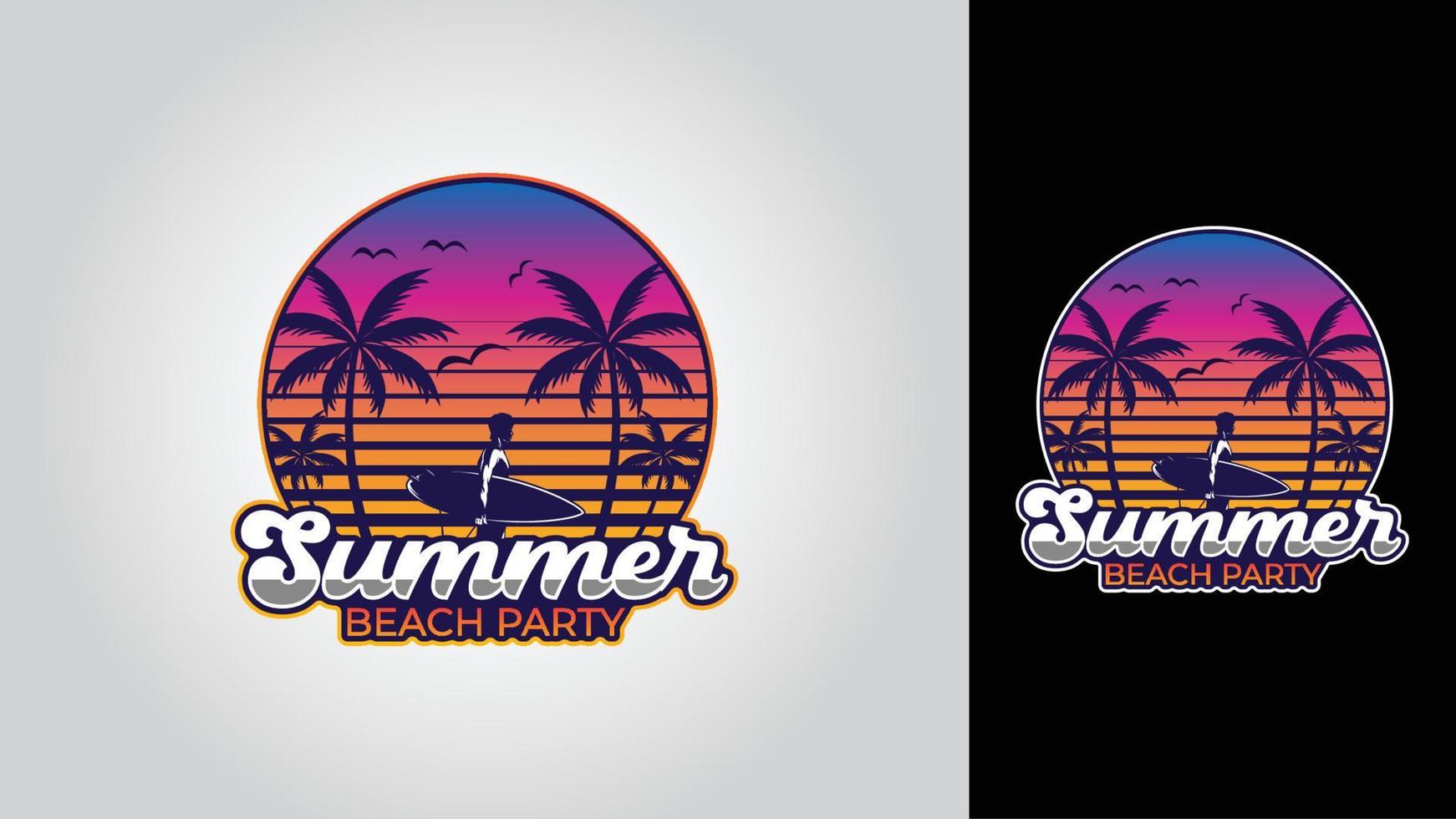 verano playa vector logo diseño