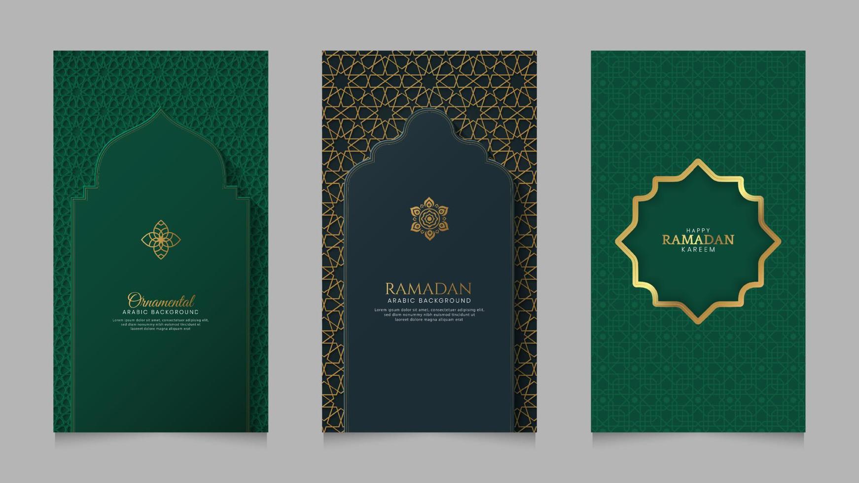 Ramadán kareem verde islámico realista social medios de comunicación cuentos colección modelo vector