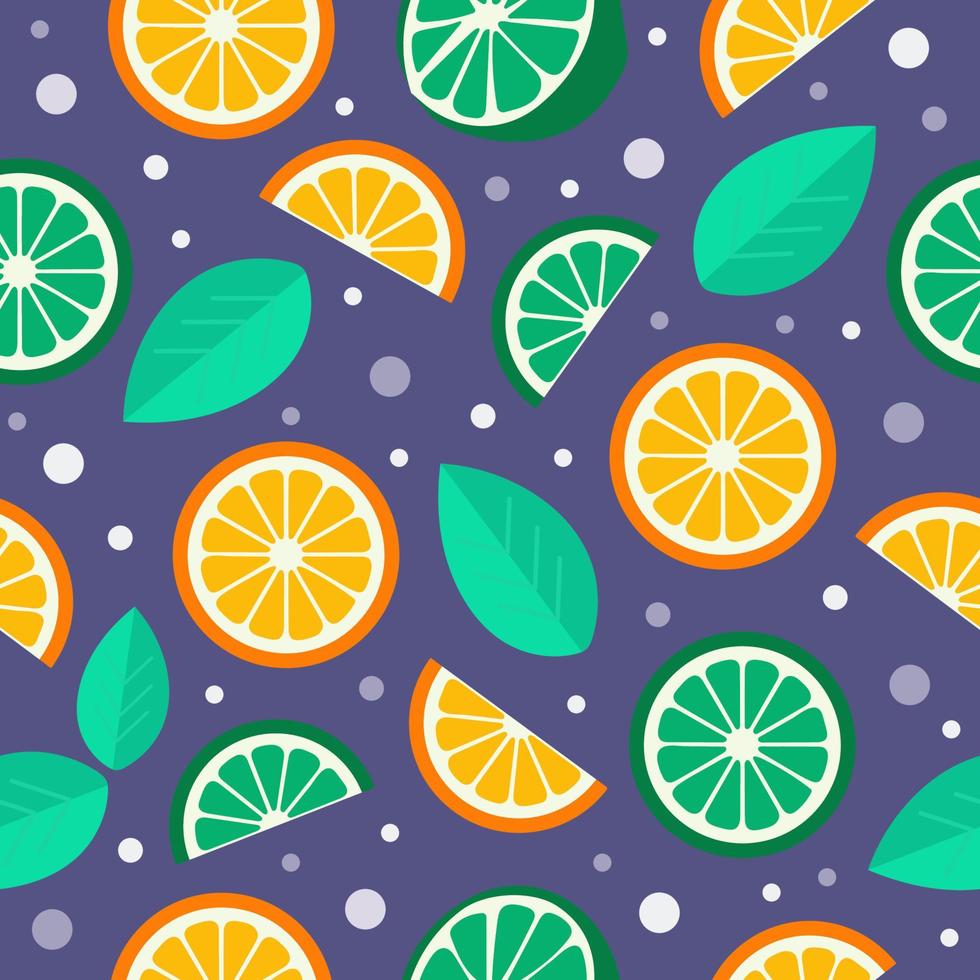 Seamless pattern. Orange, lime, mint background. Summer, cocktail banner, backdrop vector