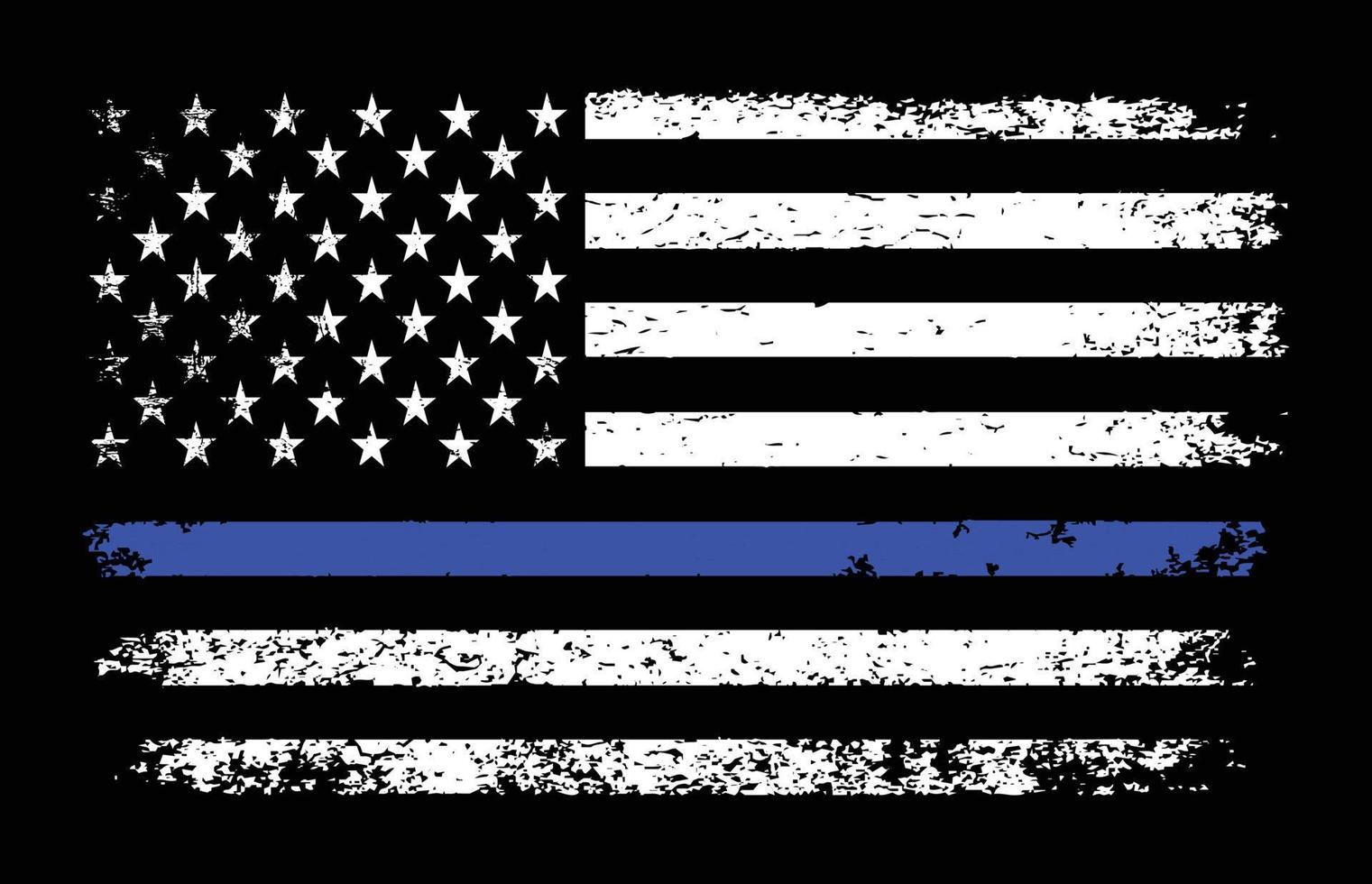 Thin Blue Line Distressed American Flag Vector