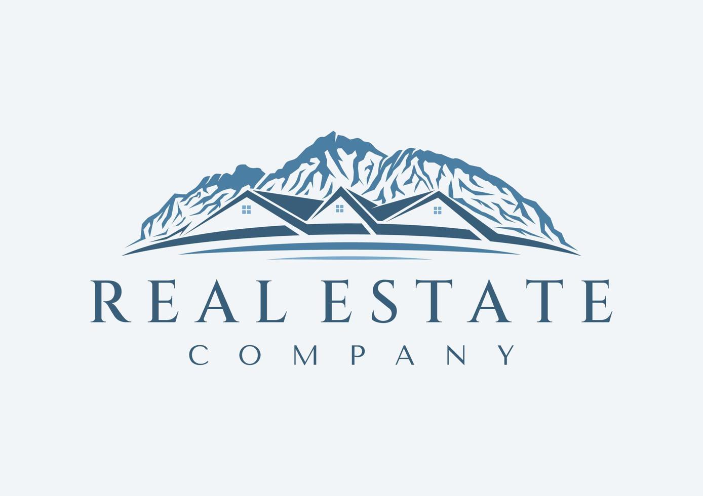 Elegant mountain home logo design branding. Luxury peak house logo vector. vector