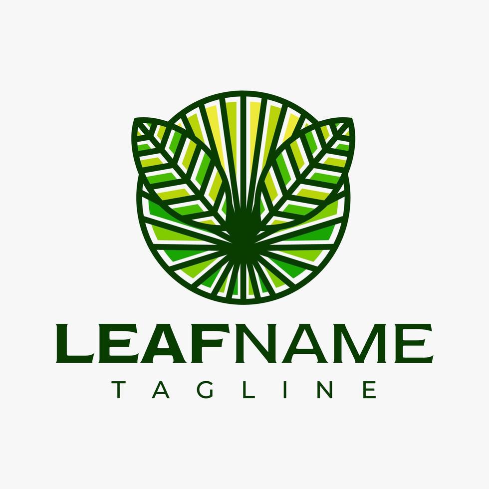 Colorful geometric line plant leaf logo design. Modern leaf logo branding. vector