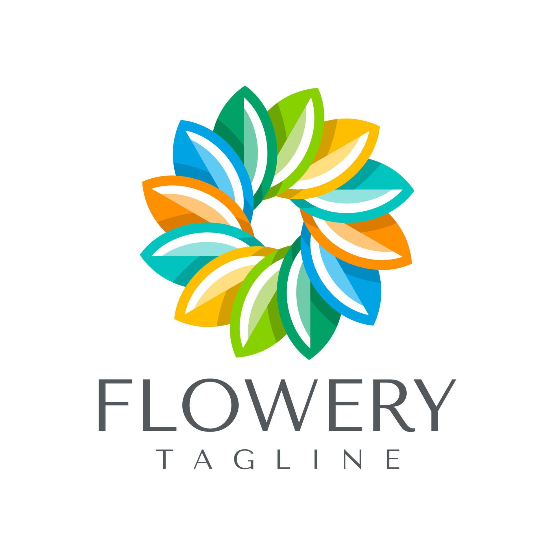 Colorful abstract flower logo design branding. Minimalist floral logo