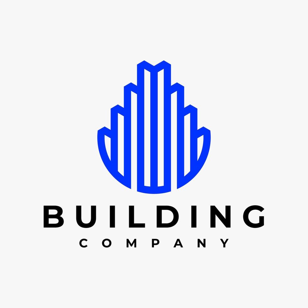 Luxury line building logo design vector. Elegance geometric tower logo template. vector