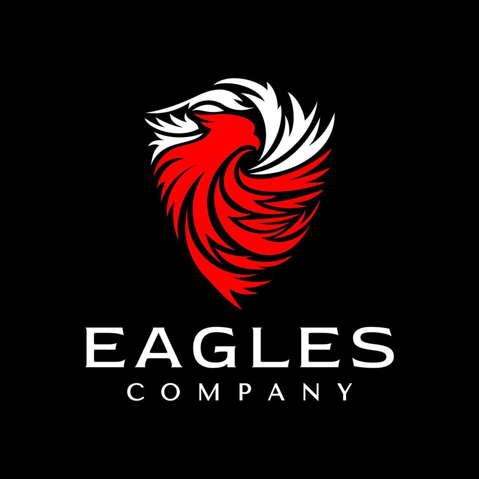 Modern eagle shield logo design template. Hawk security mascot logo branding. vector