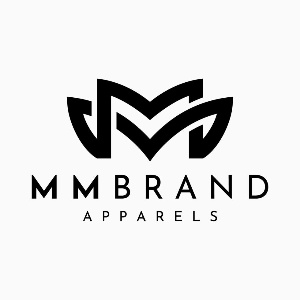 Minimalist line letter MM logo design template. Modern apparel initial M MM logo. vector