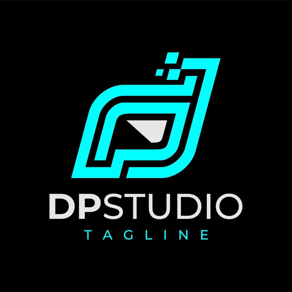 Minimlist technology letter D P DP PD logo design template. Modern initial DP. vector