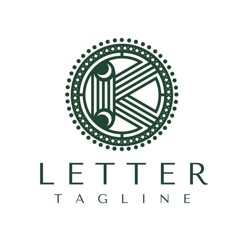 Luxury circle letter K logo design template. Elegance initial K brand vector. vector