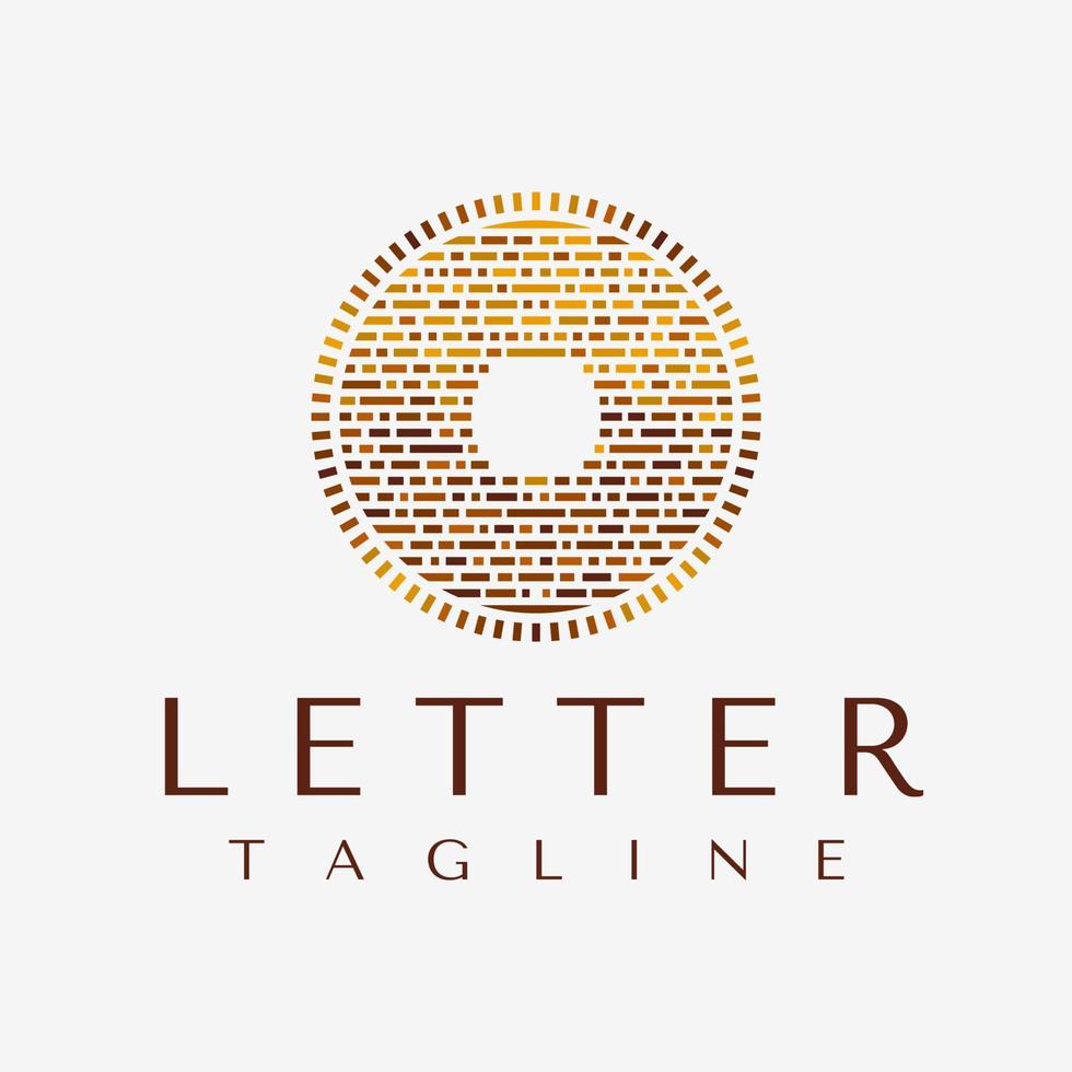 Vintage decorative letter O line logo design vector. Colorful initial O brand. vector