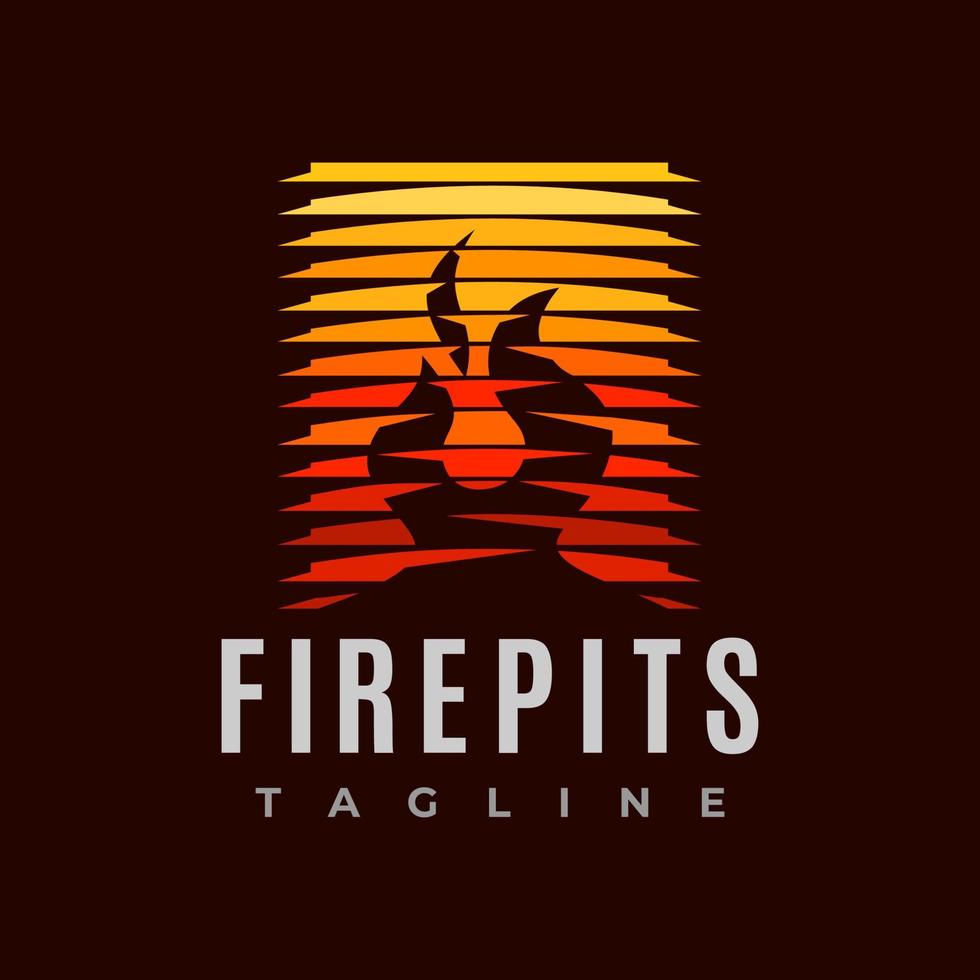 Colorful abstract fire pit logo design template. Square flame line logo branding. vector