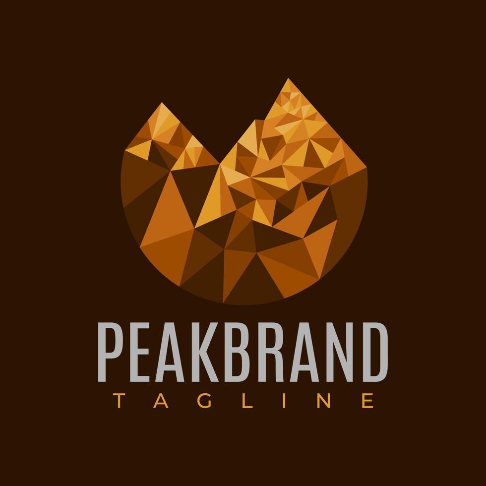 Modern geometric pixel mountain logo design vector. Digital mountain peak logo. vector