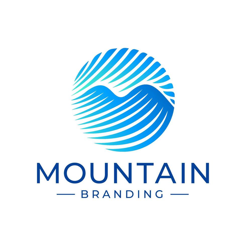 Modern gradient abstract hill circle logo design. Technology mountain logo brand. vector