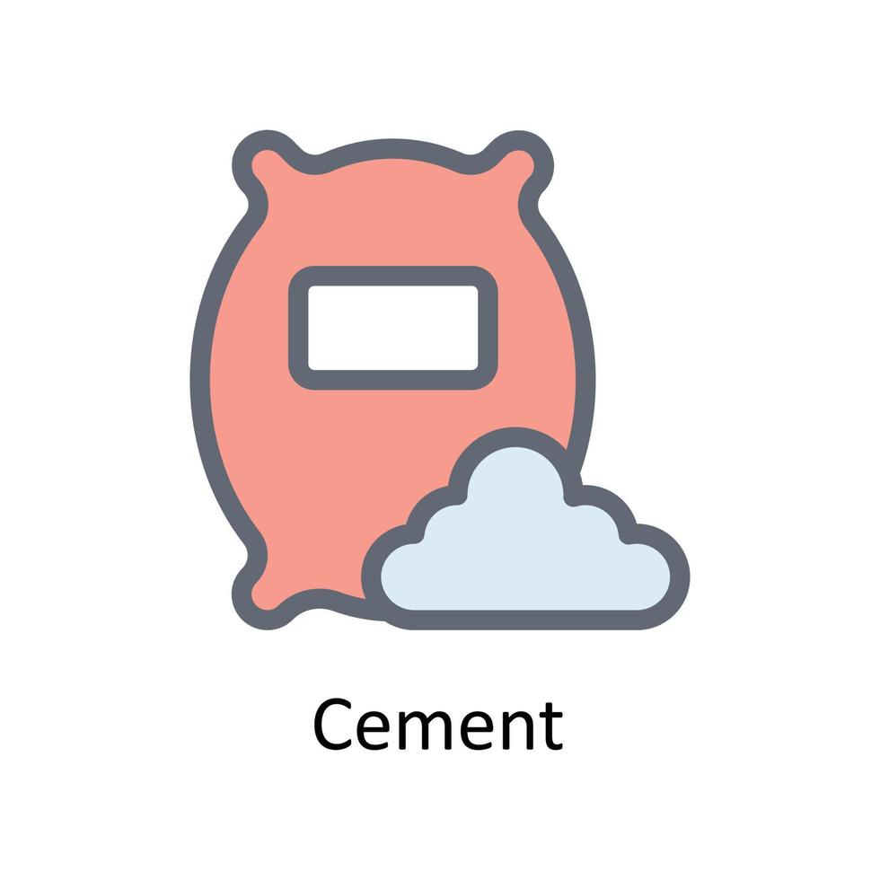 Cement Vector Fill outline Icons. Simple stock illustration stock