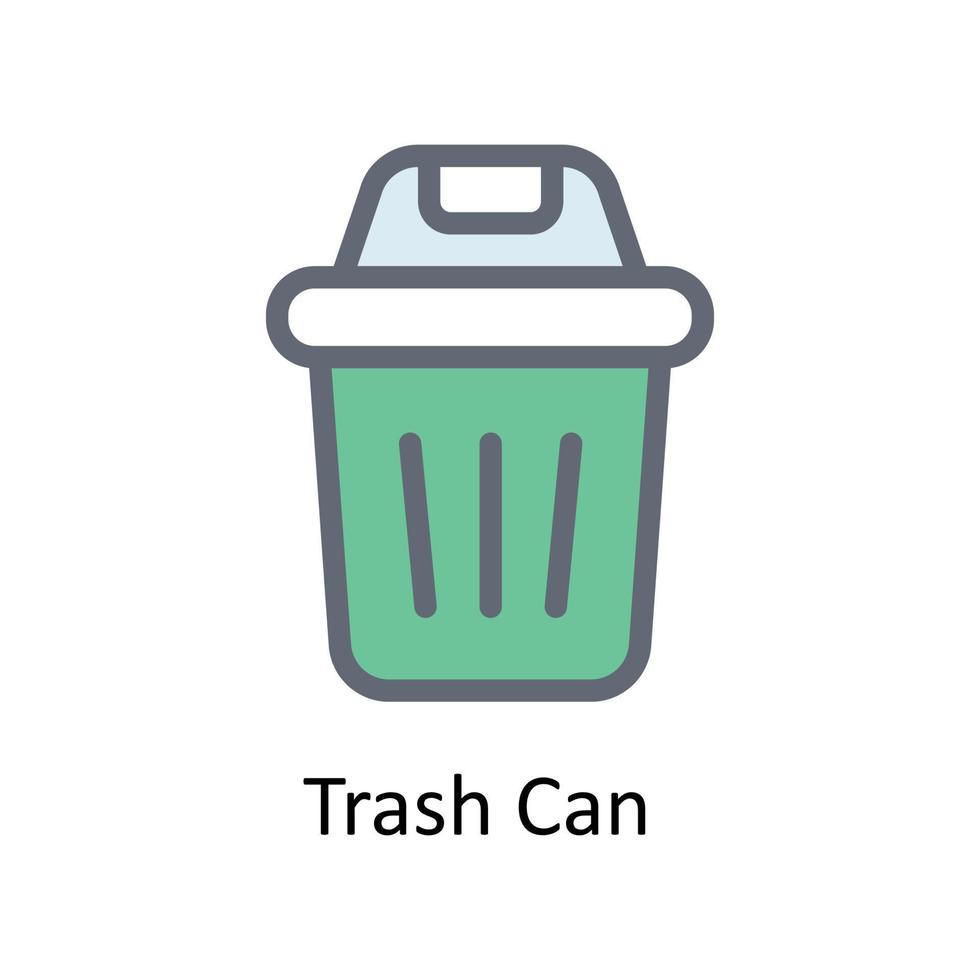 Trash Can Vector Fill outline Icons. Simple stock illustration stock