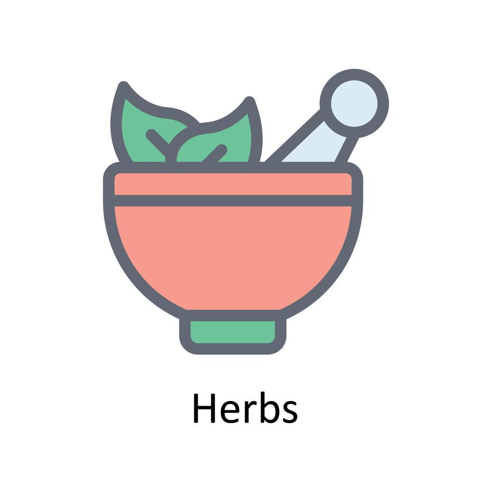 Herbs Vector Fill outline Icons. Simple stock illustration stock