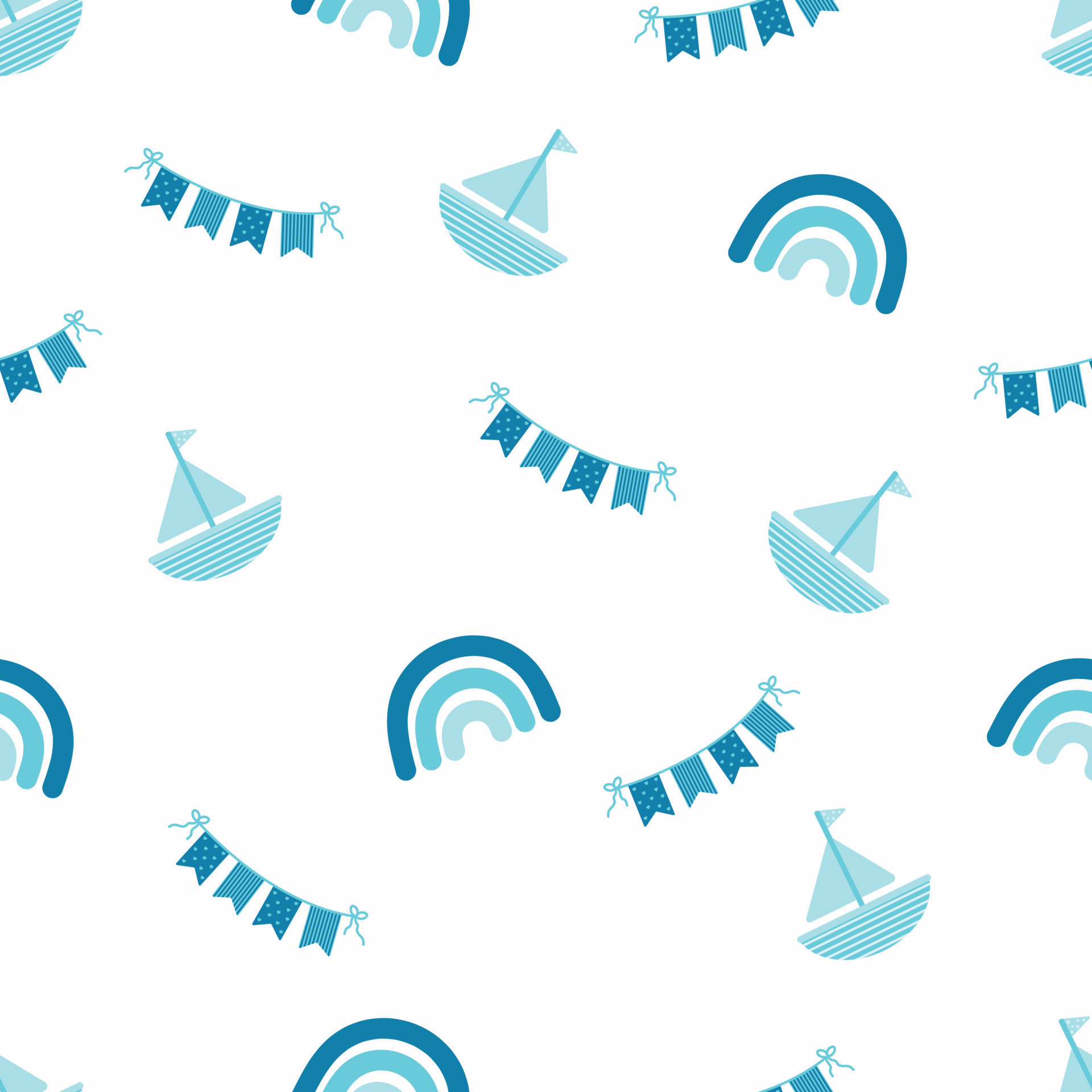 Scrapbook seamless background. Blue baby shower patterns. Cute print