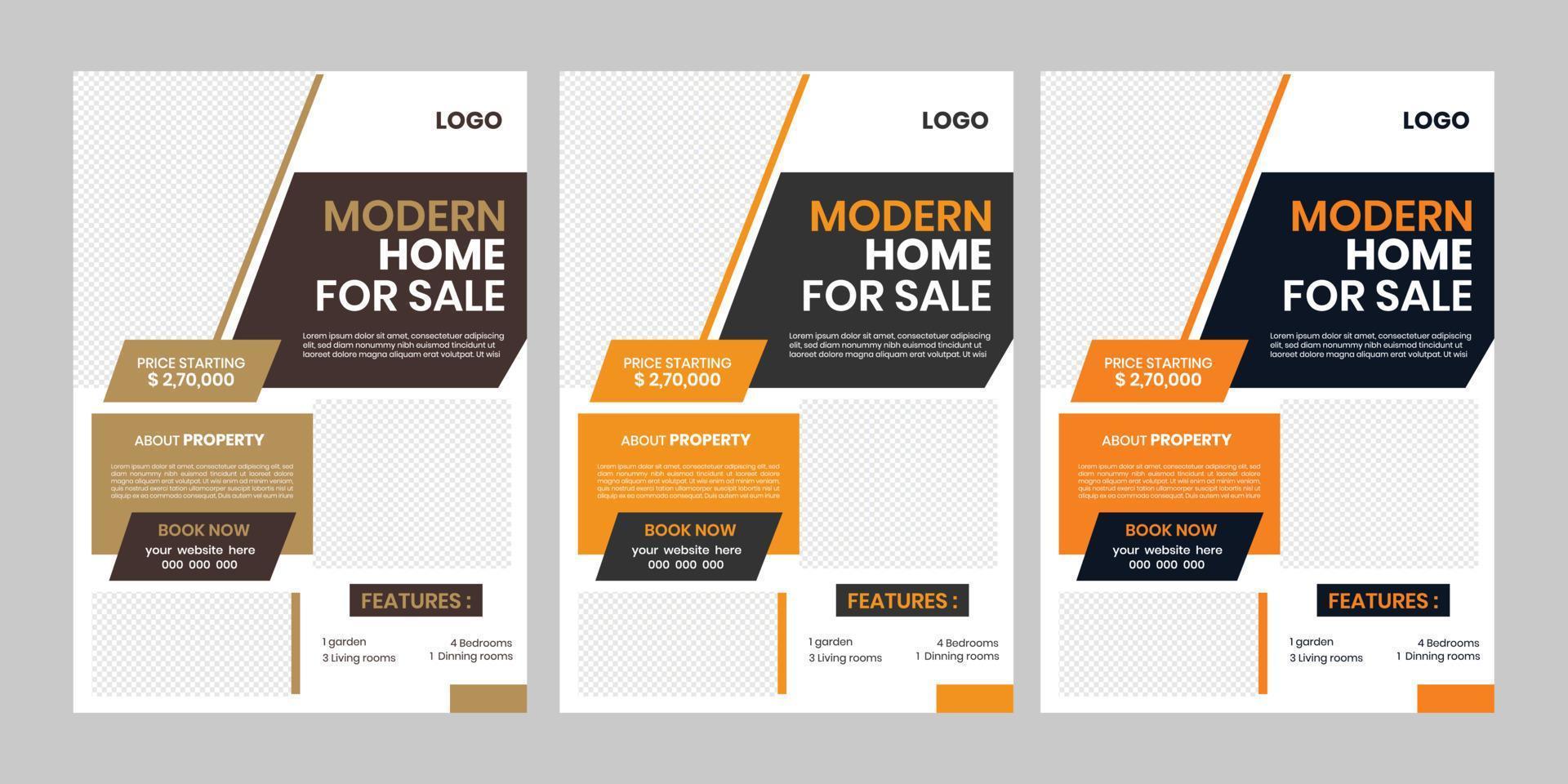 Real estate set of bundle print flyer, New marketing apartment sale professional handout template vector