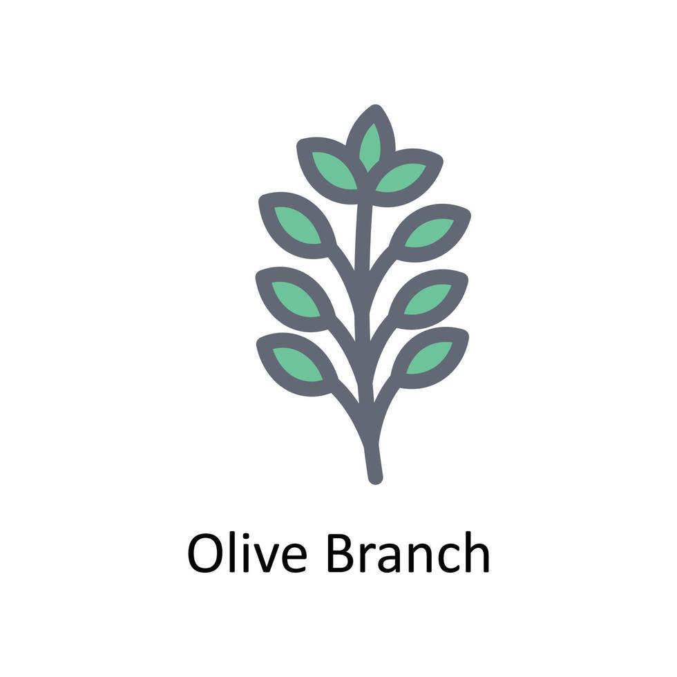Olive Branch  Vector Fill outline Icons. Simple stock illustration stock