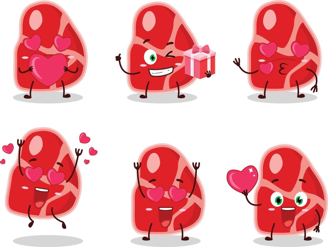 carne dibujos animados personaje con amor linda emoticon vector