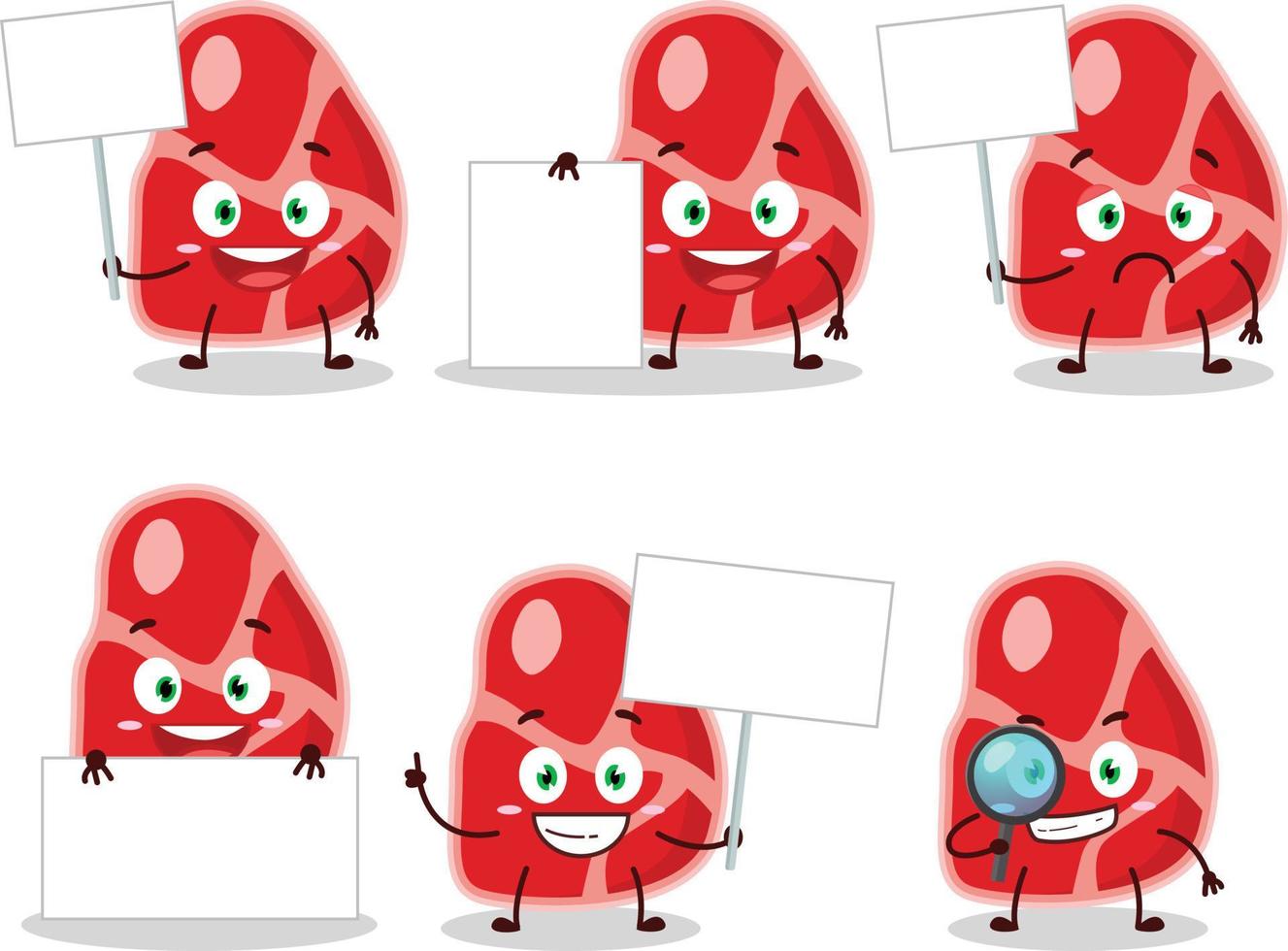 Meat cartoon with character bring information board vector