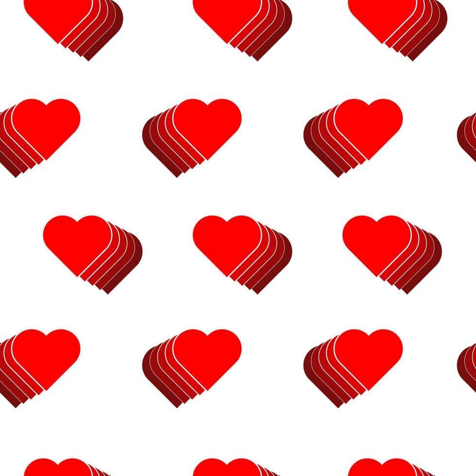 Cute seamless pattern with red hearts for Valentine's Day, romantic background, vector illustration
