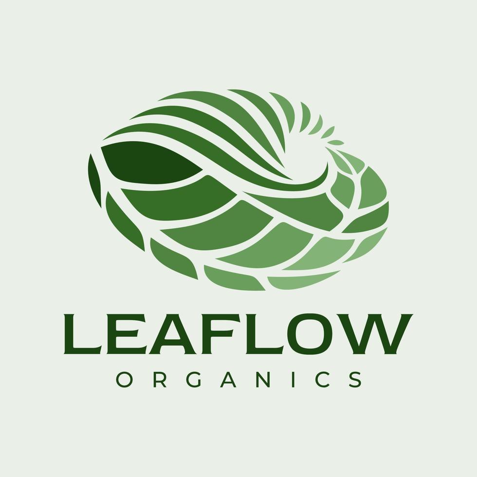 Colorful green leaf flow abstract logo design. Modern nature leaf logo branding. vector