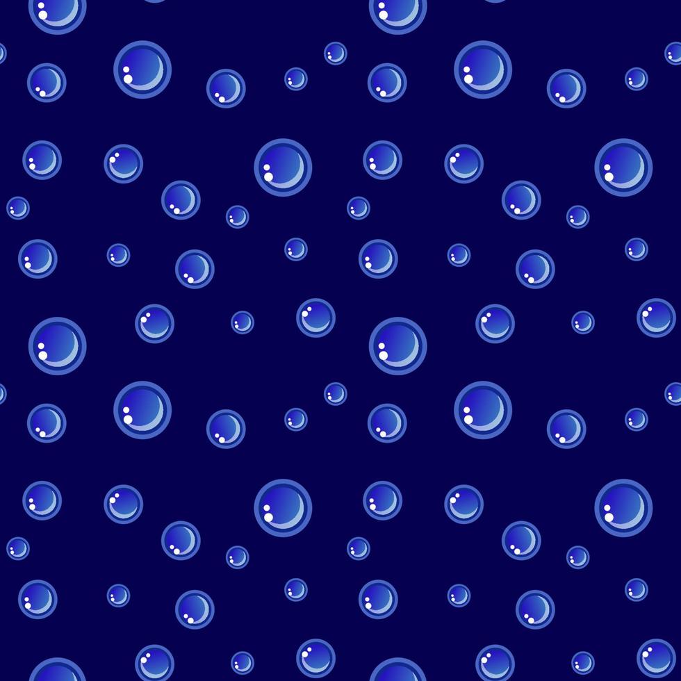 Bubbles vector seamless pattern with flat line icons. Blue texture. Fizzy water background, abstract effervescent effect wallpaper.