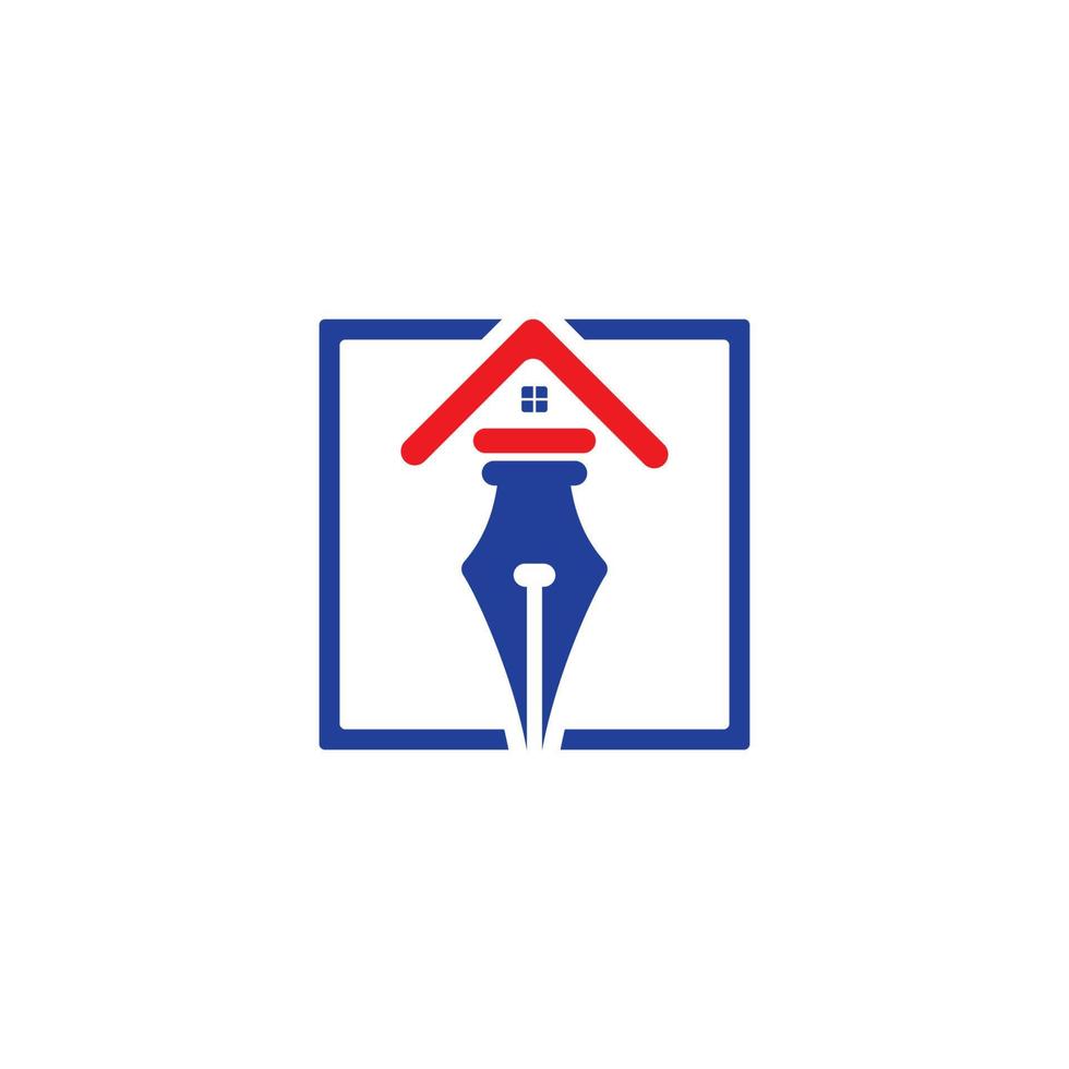 Pen and House Logo Template vector