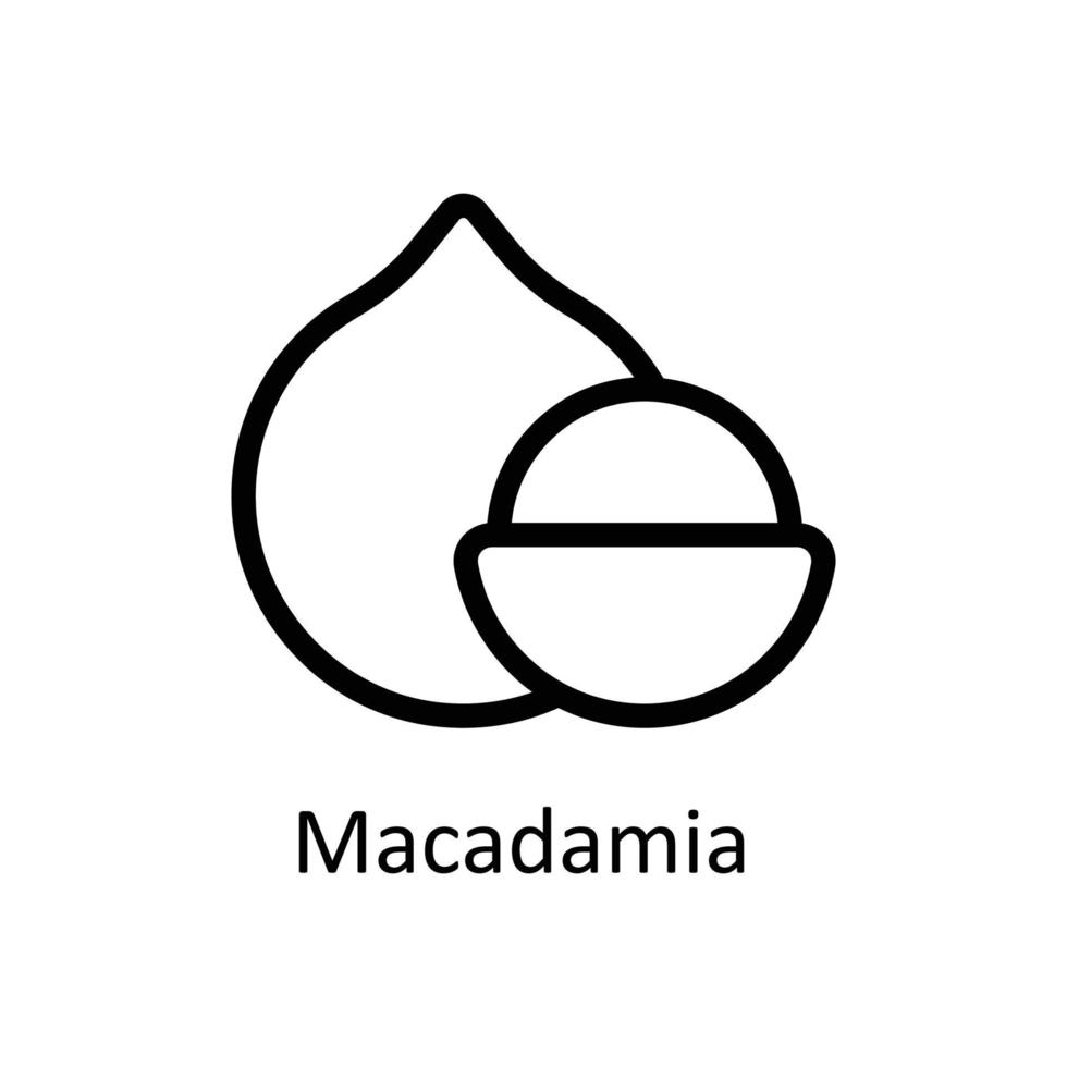 Macadamia  Vector  outline Icons. Simple stock illustration stock