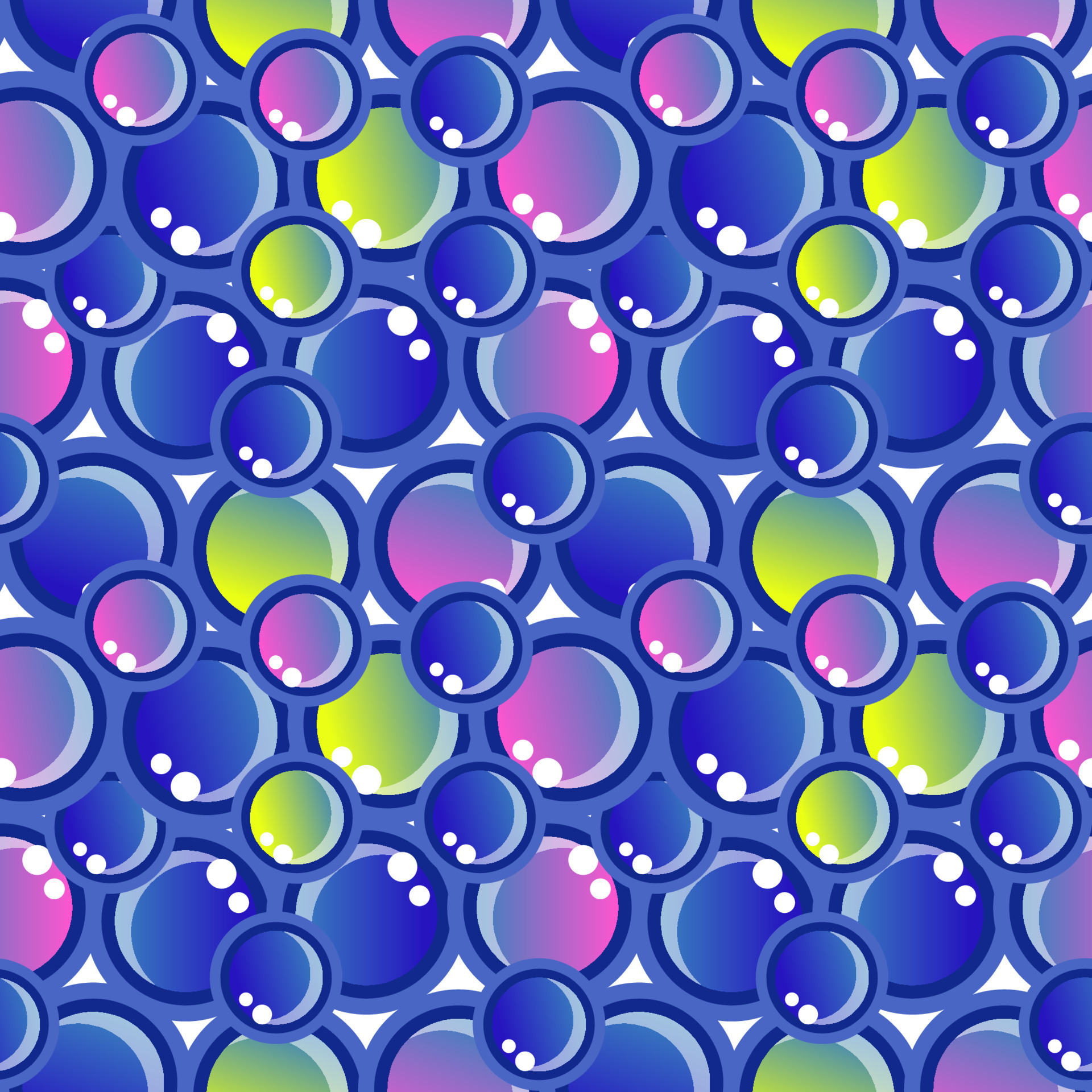Bubbles vector seamless pattern with flat line icons. Blue texture. Fizzy water background
