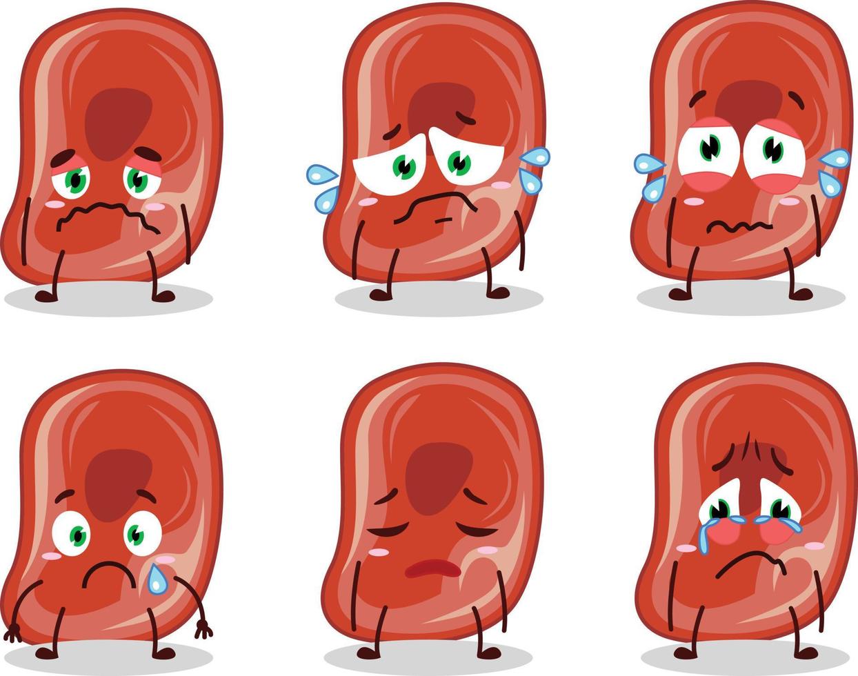 jamón dibujos animados en personaje con triste expresión vector