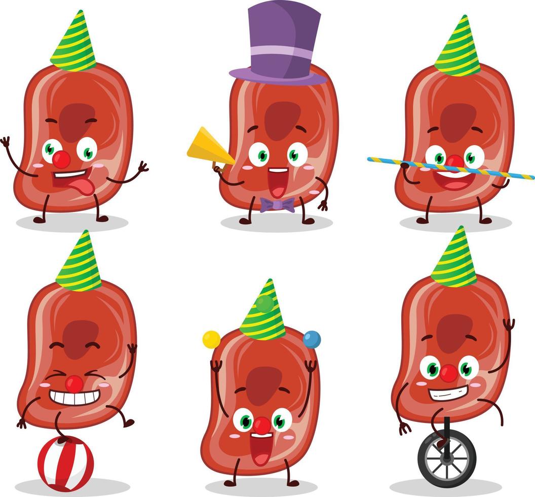 Cartoon character of ham with various circus shows vector