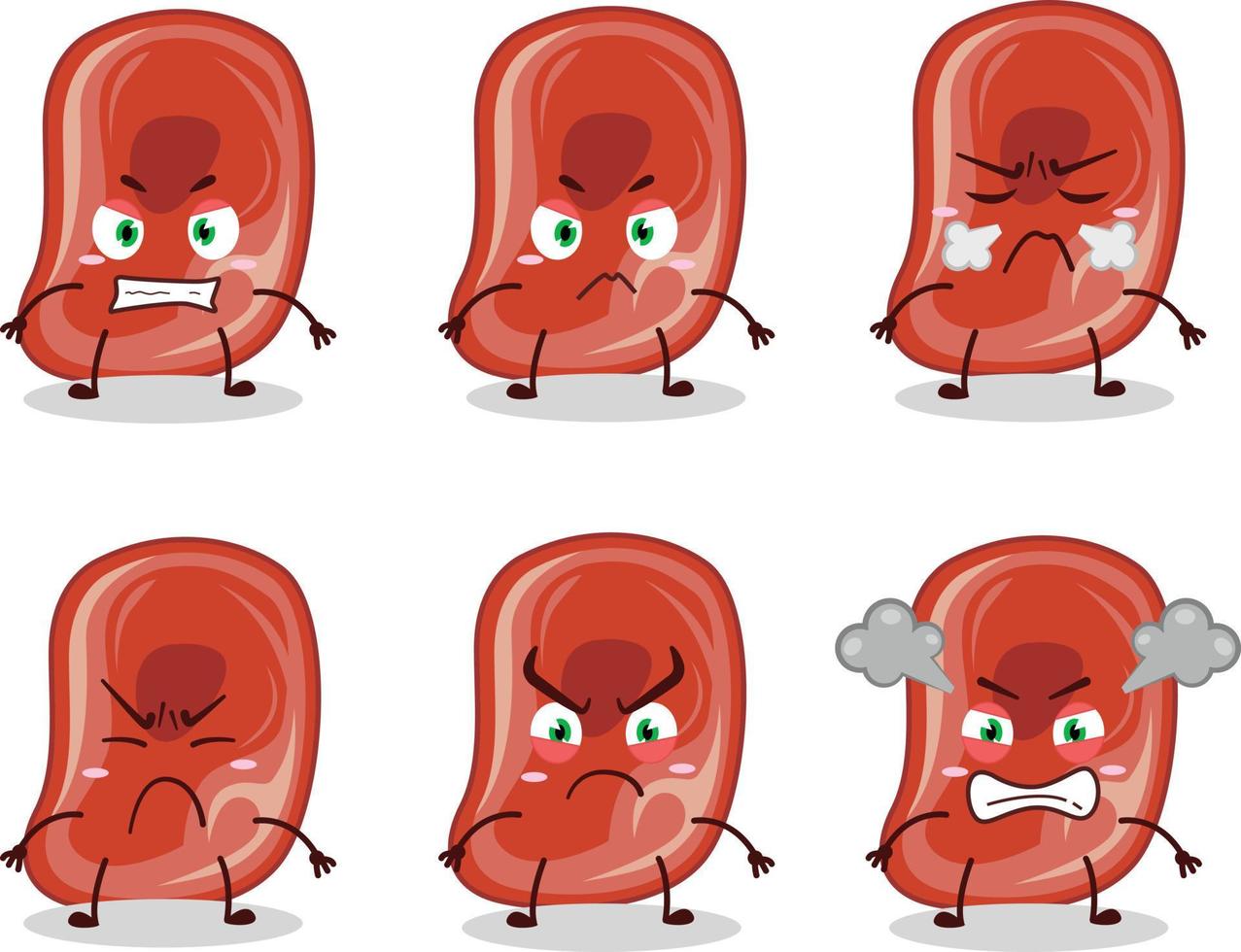 Ham cartoon character with various angry expressions vector