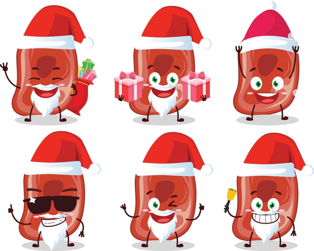 Papa Noel claus emoticones con jamón dibujos animados personaje vector