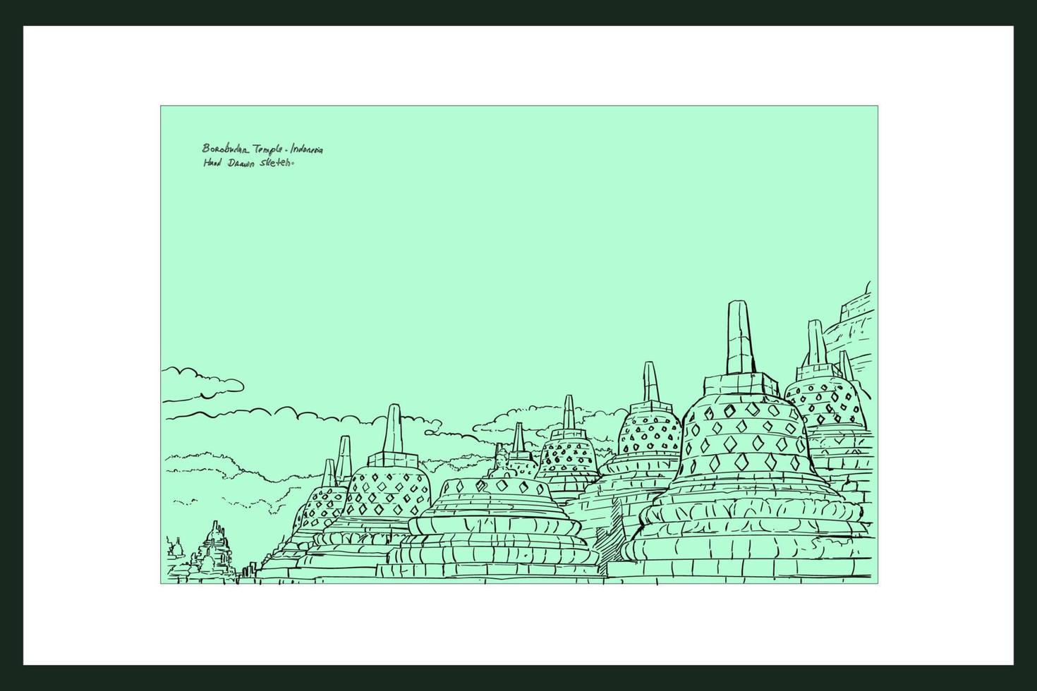 hand drawn indonesian temple vector