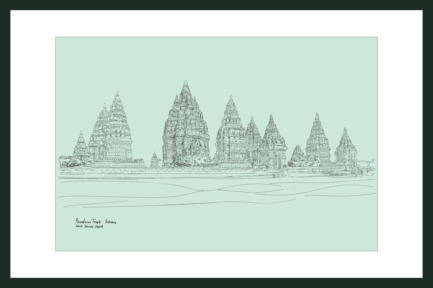 hand drawn indonesian temple vector