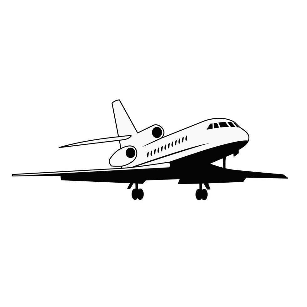 private jet transportation black and white vector