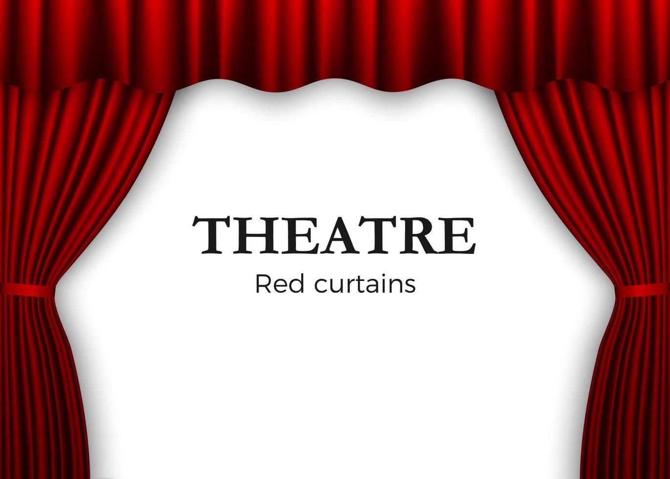 Open red theater curtain. Background for banner or poster. Vector illustration isolated on white background