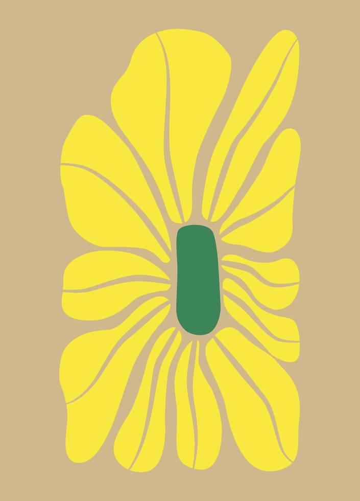 Abstract hand drawn aesthetic flower illustration. Botanical retro concept icon, perfect for postcards, wall art, banner, background etc. vector