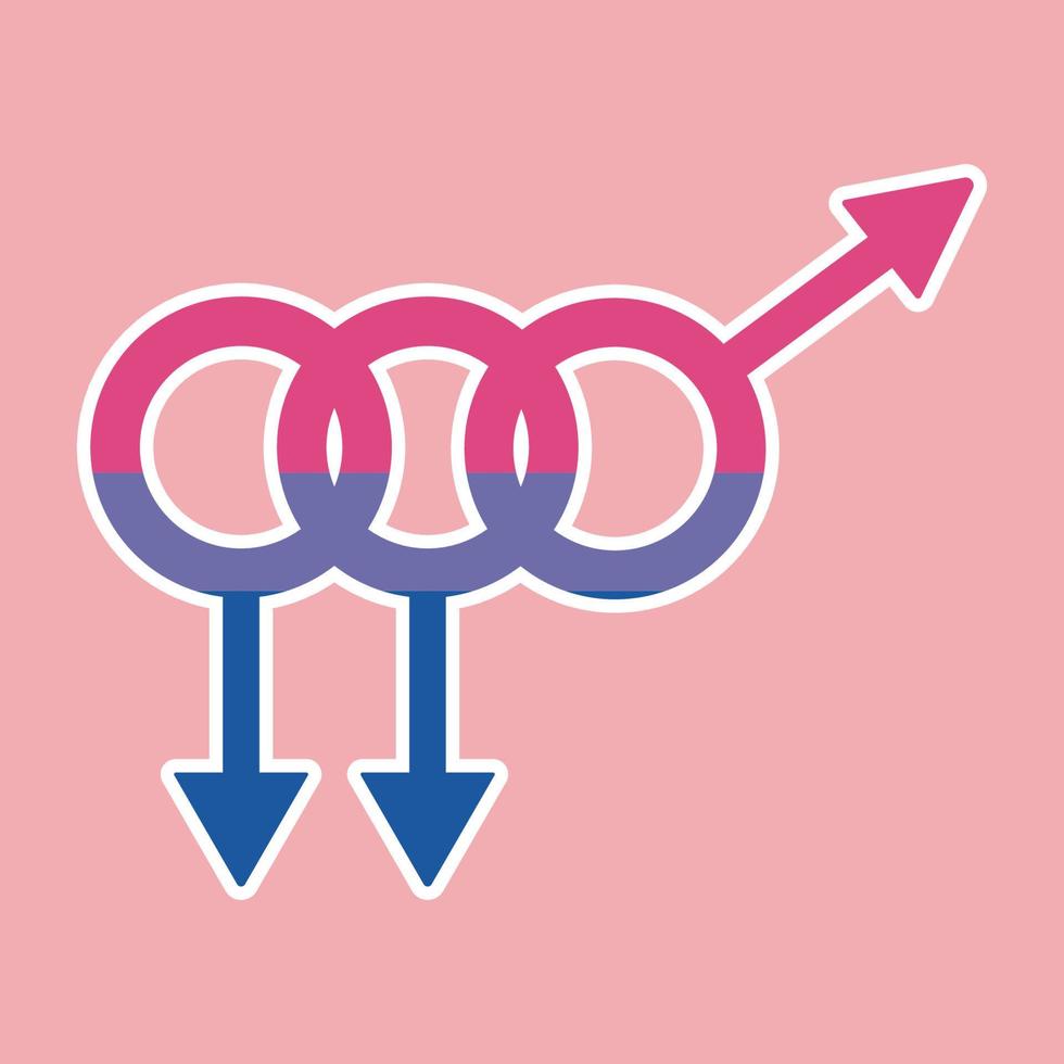 LGBTQ bisexual icon retro style design. Sticker LGBT, asexual, non-binary, transgender, genderfluid, pansexual, bisexual, genderqueer, polysexual vector