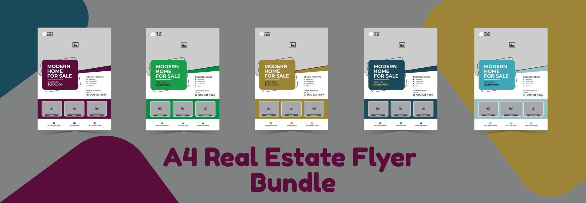 Real Estate Flyer Template. A4 size. Print Ready CMYK File. vector