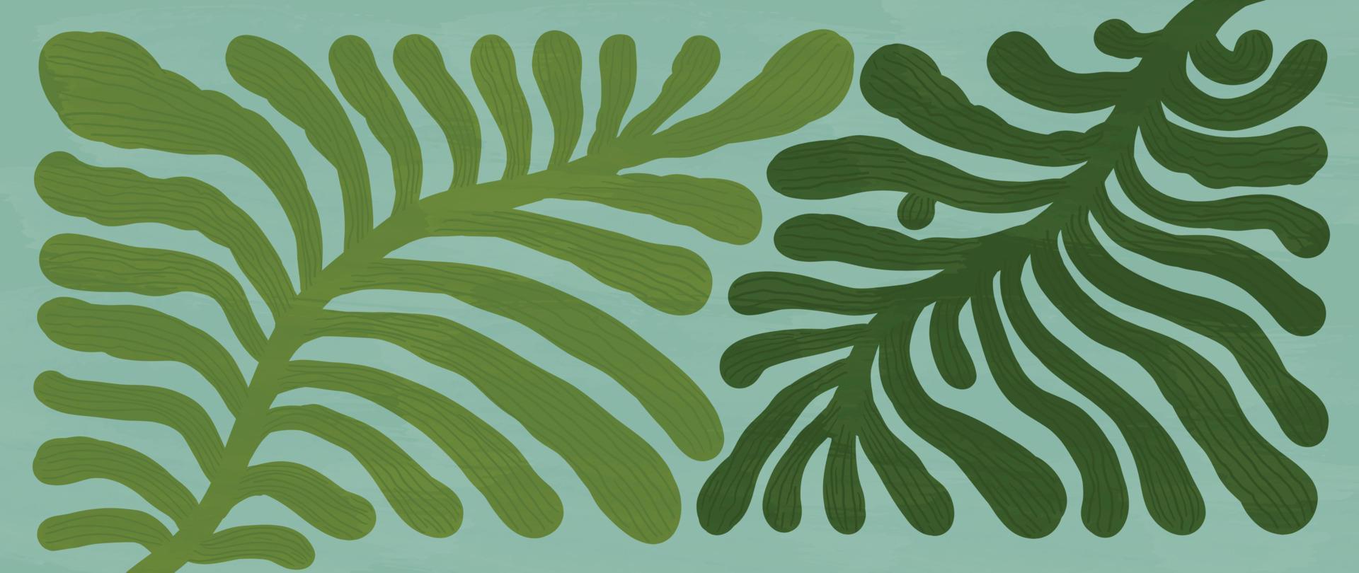 matisse Arte antecedentes vector. resumen natural mano dibujado modelo diseño con verde hojas, sucursales. sencillo contemporáneo estilo ilustrado diseño para tela, imprimir, cubrir, bandera, fondo de pantalla. vector