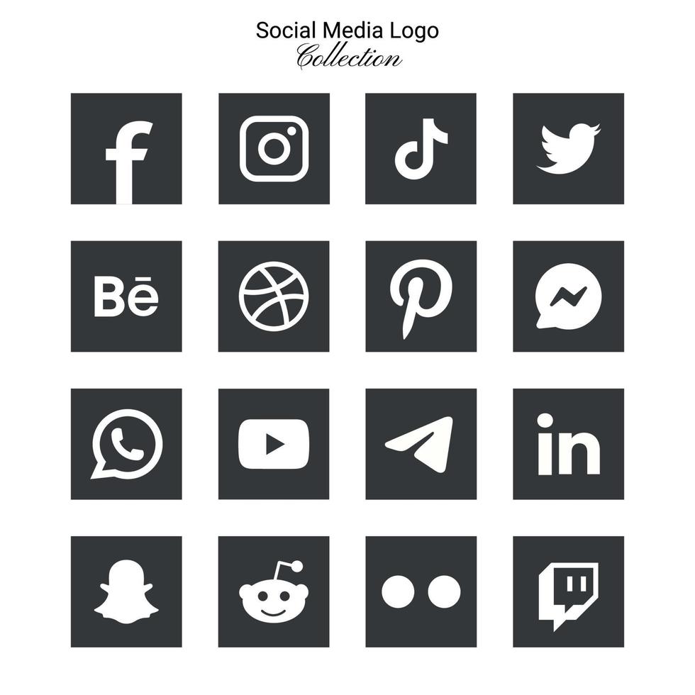 Popular social network logo icons collection vector