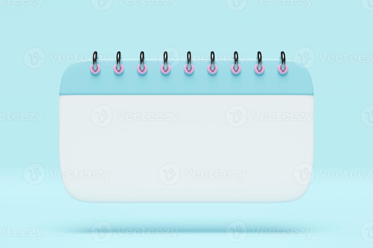 3d empty calendar for marked date isolated on blue background. schedule appointment, template, mockup concept, 3d render illustration, clipping path photo
